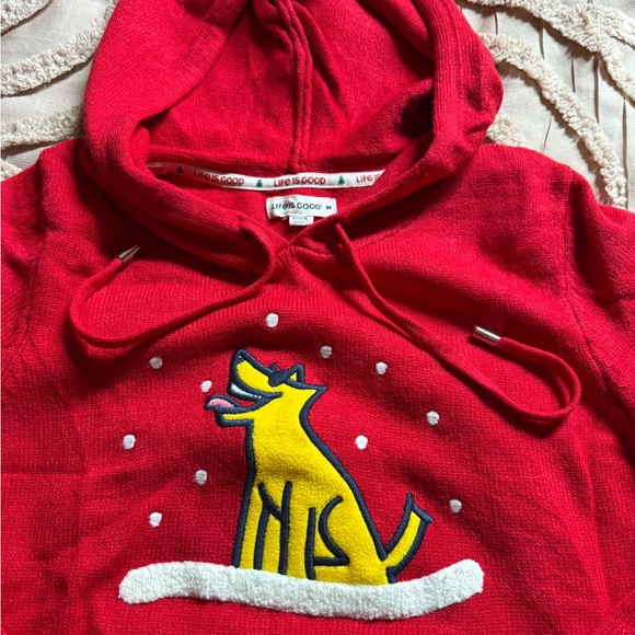 Life Is Good Red Hoodie with Yellow Dog Design - Picture 3 of 5